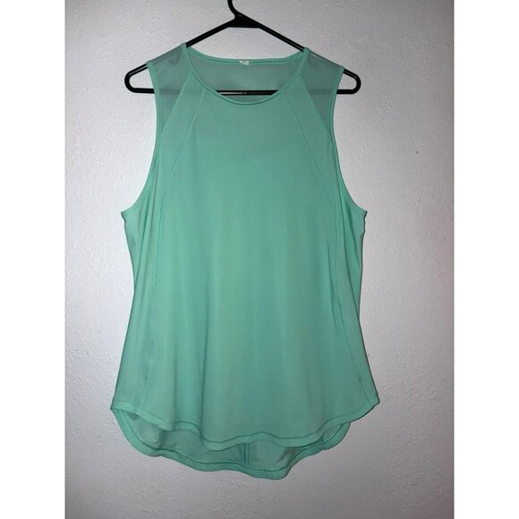 Lululemon Mint Green Mesh Back Vent Tank Top - High-Low Hem Size 10 - Picture 1 of 5